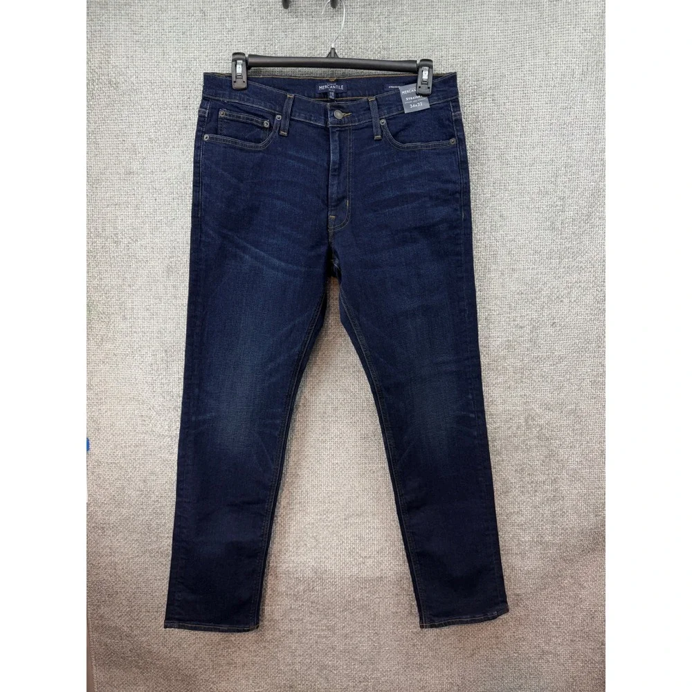 J.Crew Mercantile Jeans Mens 34x32 Fits (35x 31.75)Straight Flex Blue Dark New